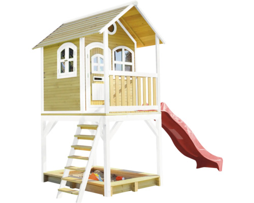 Speelhuis met glijbaan en zandbak
