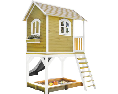 Speelhuis met zandbak, glijbaan en trap voor kinderen