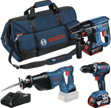 Bosch accu gereedschapsset met boormachine, klophamer, reciprozaag, oplader en gereedschapstas