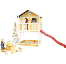 Speelhuis met zandbak, glijbaan en picknicktafel voor kinderen