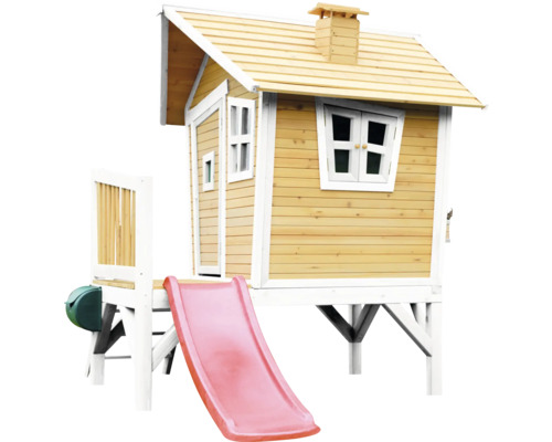 Houten speelhuis met glijbaan voor kinderen