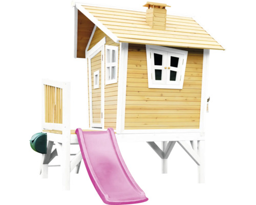 Houten speelhuis met glijbaan voor kinderen