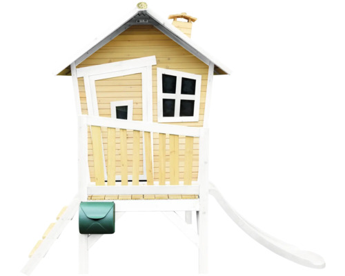 Kinderspeelhuis met glijbaan en brievenbus