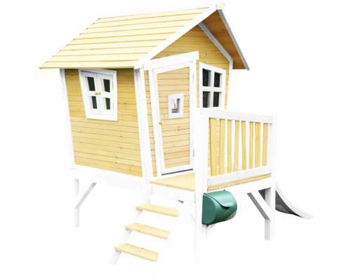Houten speelhuis met veranda, glijbaan en brievenbus