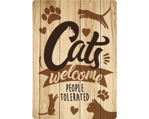 Metalen bord Cats welcome 21x14,8 cm