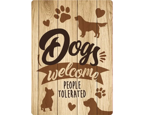 Metalen bord Dogs welcome 21x14,8 cm