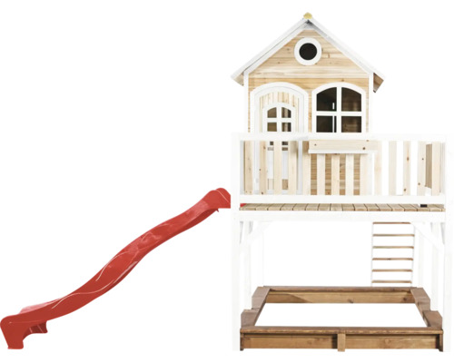 Speelhuis met glijbaan en zandbak voor de tuin