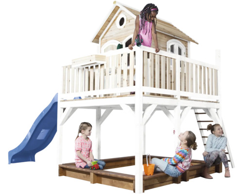 Speeltoren met glijbaan, zandbak en speelhuis voor kinderen