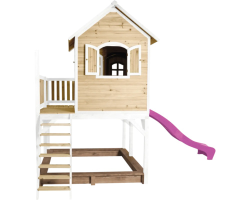 Speelhuis met glijbaan en zandbak voor de tuin