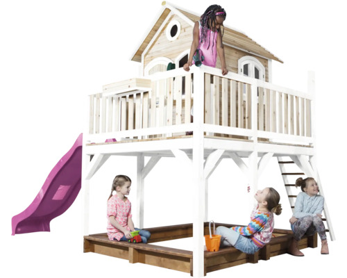 Speelhuis met glijbaan, zandbak en ladder voor kinderen