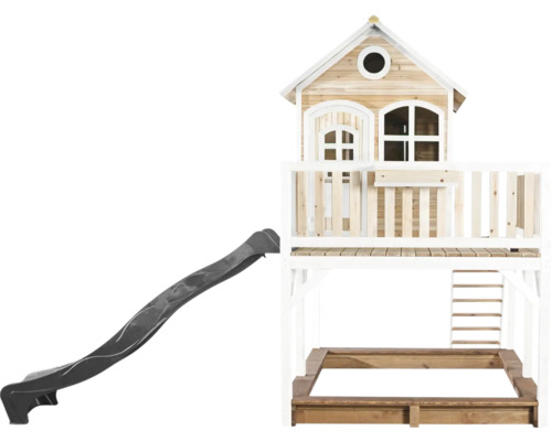 Speelhuis met glijbaan en zandbak voor de tuin