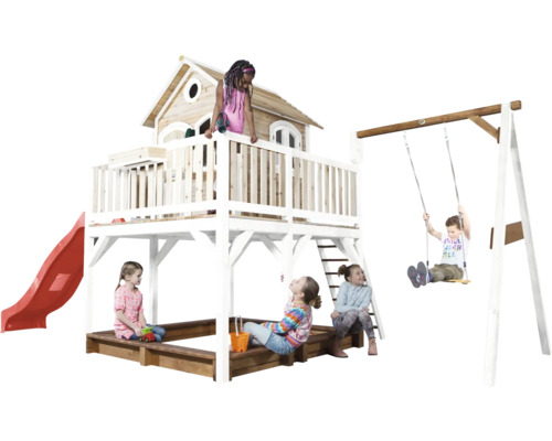 Speeltoestel met glijbaan, schommel en zandbak voor kinderen