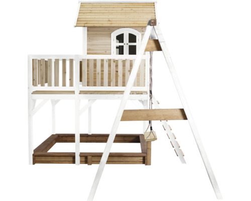 Speeltoren met schommel, speelhuis, ladder en zandbak voor de tuin