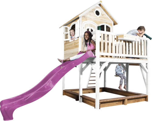 Speelhuis voor kinderen met glijbaan en zandbak