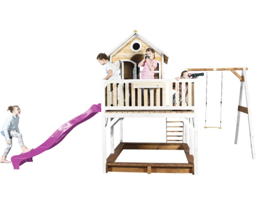 Speeltoren met glijbaan, schommel en zandbak voor kinderen