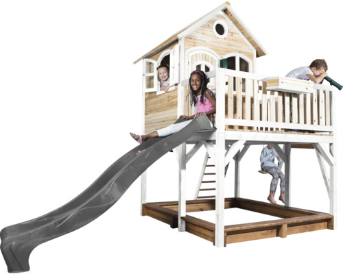 AXI Speelhuis Liam met enkele schommel en grijze glijbaan 541x277x291 cm Speelhuis met glijbaan, zandbak en schommel voor kinderen in de tuin