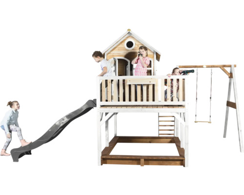 Speeltoren met glijbaan, schommel en zandbak voor kinderen
