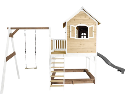 Speeltoren met schommel, glijbaan en zandbak