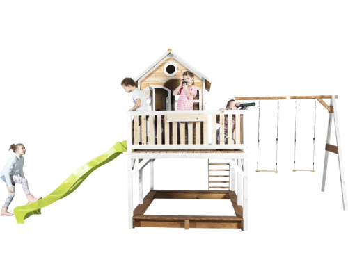 Speeltoren met glijbaan, schommel en zandbak voor kinderen