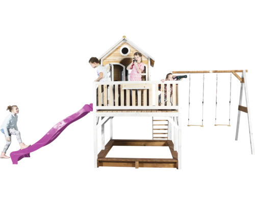 Speeltoren met glijbaan, schommel en zandbak voor kinderen