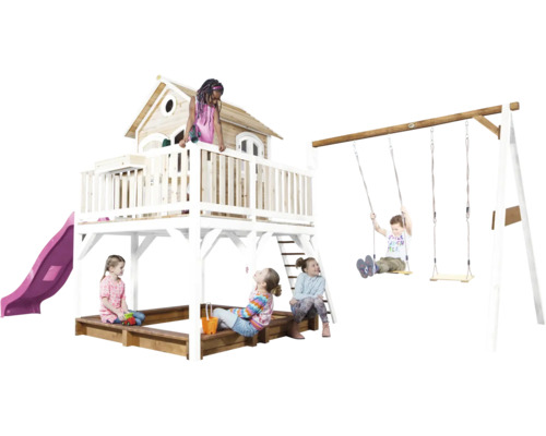 Speeltoren met schommel, glijbaan en zandbak voor kinderen