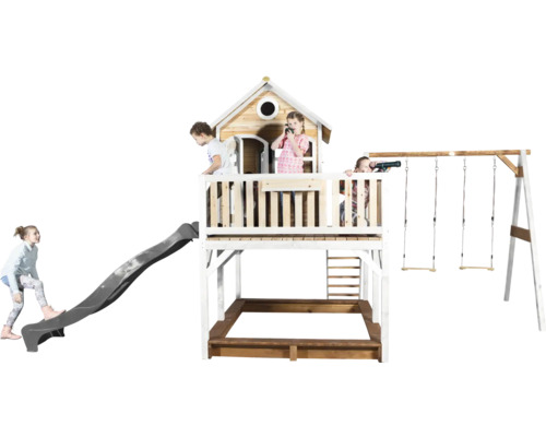 Kinderspeelplaats met glijbaan, schommel en zandbak