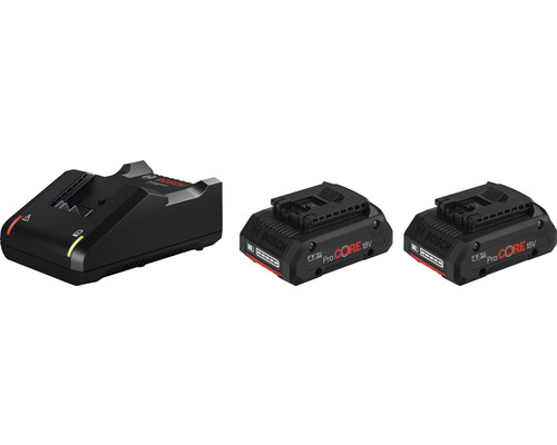BOSCH Professional Accu starterset ProCORE (2x accu ProCORE 18V/4,0Ah + lader) Bosch acculader en twee Bosch Pro Core accu''s