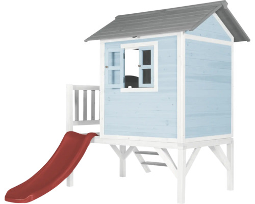 Houten speelhuis met glijbaan voor de tuin