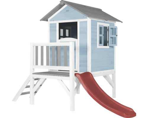 Houten speelhuis met glijbaan voor de tuin