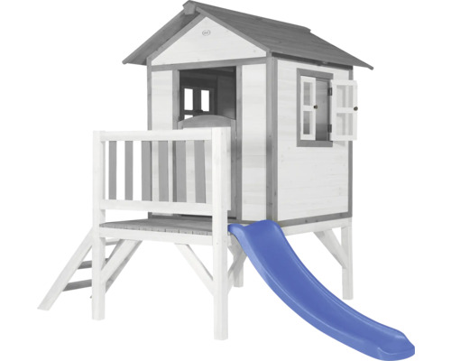 Houten speelhuis met glijbaan voor de tuin