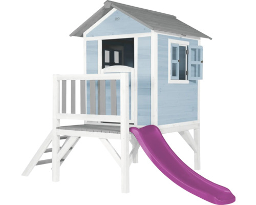 Houten speelhuis met glijbaan voor de tuin
