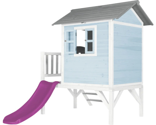 Houten speelhuis met glijbaan voor de tuin