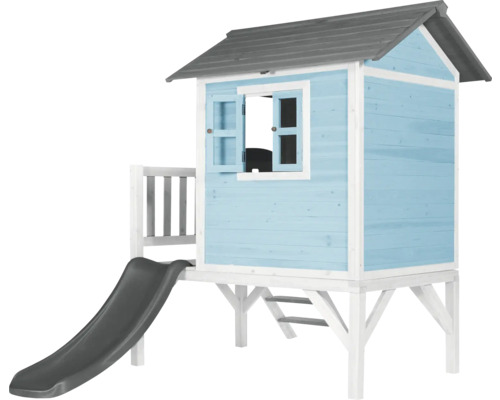 Houten speelhuis met glijbaan voor de tuin