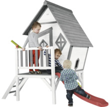 AXI Speelhuis Cabin XL grijs/wit met rode glijbaan 240x167x215 cm