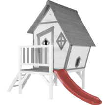 AXI Speelhuis Cabin XL grijs/wit met rode glijbaan 240x167x215 cm