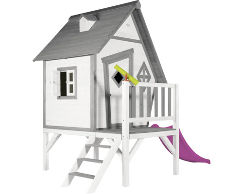 AXI Speelhuis Cabin XL grijs/wit met paarse glijbaan 240x167x215 cm