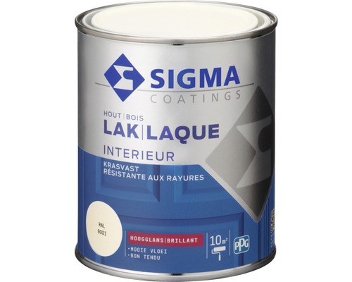SIGMA Interieur lak hoogglans RAL 9001 750 ml Sigma lakblik voor binnenshuis