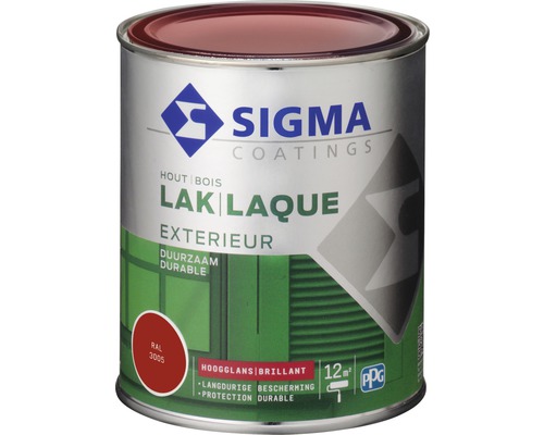 SIGMA Exterieur lak hoogglans wijnrood 750 ml Sigma Coatings Houtlak blik