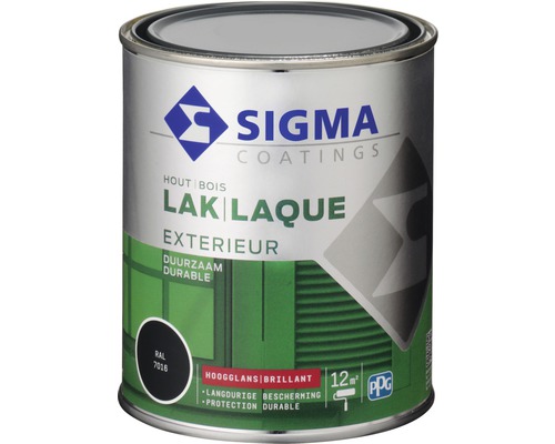 SIGMA Exterieur lak hoogglans antraciet 750 ml Sigma Coatings houtlak voor buiten, lakblik