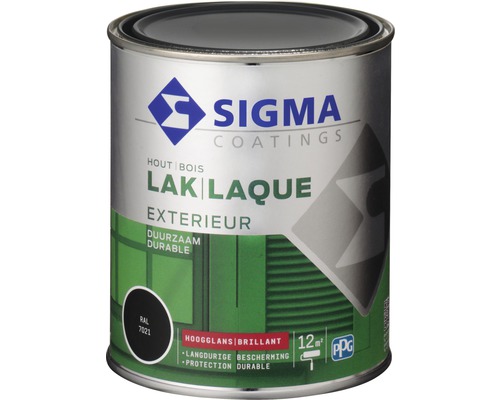 SIGMA Exterieur lak hoogglans zwartgrijs 750 ml Sigma Coatings houtlak voor buiten in de kleur RAL 7021