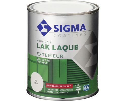 SIGMA Exterieur lak hoogglans RAL 9010 750 ml Sigma Coatings houtlak voor buiten