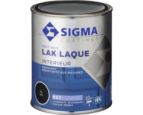 SIGMA Interieur lak mat zwartgrijs 750 ml Sigma lak voor binnen, krasvast, RAL 7021