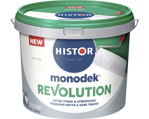 Emmer witte Histor Monodek Revolution muurverf met verfroller Emmer witte Histor Monodek Revolution muurverf met verfroller