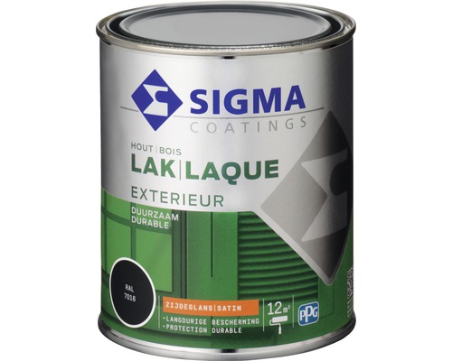 SIGMA Exterieur lak zijdeglans antraciet 750 ml Sigma Coatings houtlak voor buiten, zijdeglans