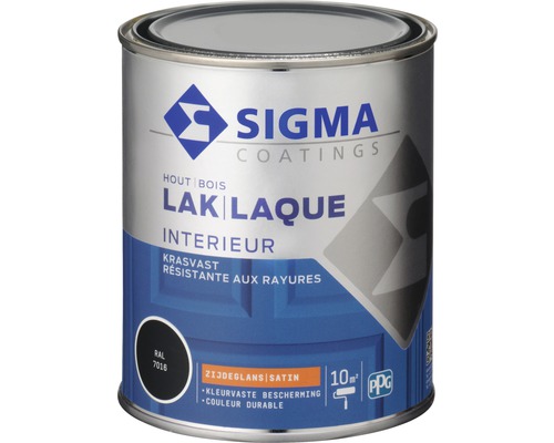 SIGMA Interieur lak zijdeglans antraciet 750 ml Sigma lakverf voor hout, krasvast, voor binnen, inhoud 10 vierkante meter