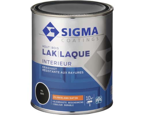 SIGMA Interieur lak zijdeglans zwart 750 ml Sigma lak voor binnengebruik in een blik