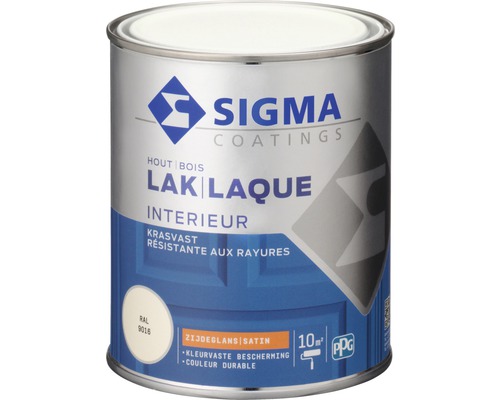 SIGMA Interieur lak zijdeglans RAL 9016 750 ml Sigma lak voor hout, binnen