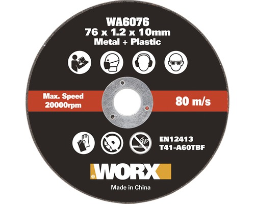 WORX Slijpschijf WA6076 Ø 76 mm voor metaal en plastic, 3 stuks