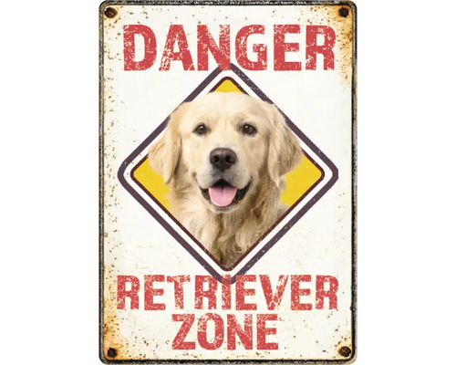 Metalen bord Danger Retriever zone 21x14,8 cm