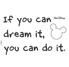 Walt Disney Logo met de spreuk: Als je het kunt dromen, kun je het ook doen.